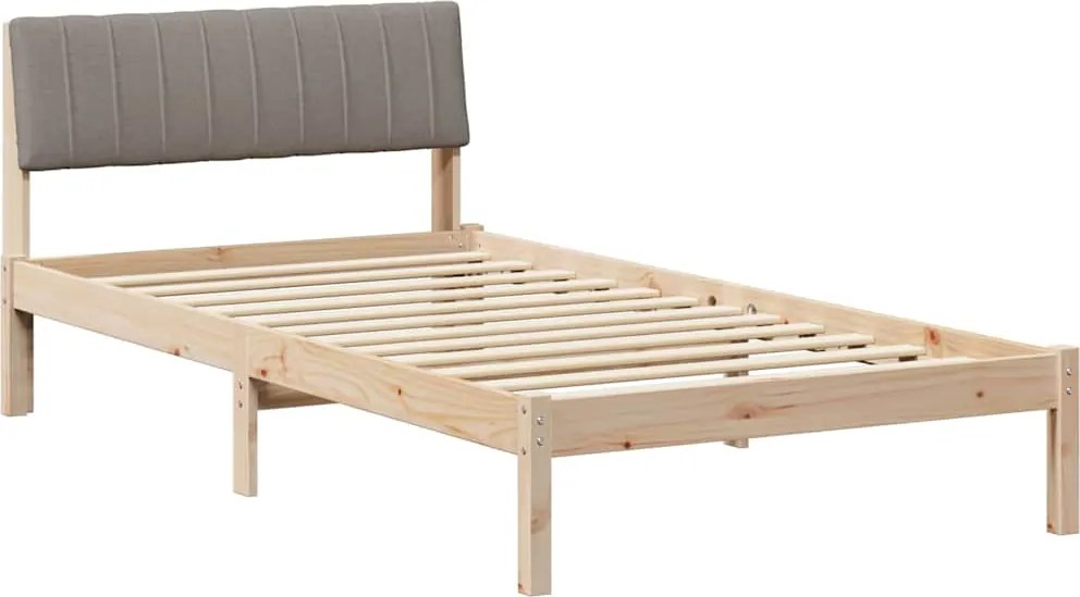 vidaXL Ágykeret fejtámlával Barna és taupe 100 x 200 cm Tömör fenyőfa