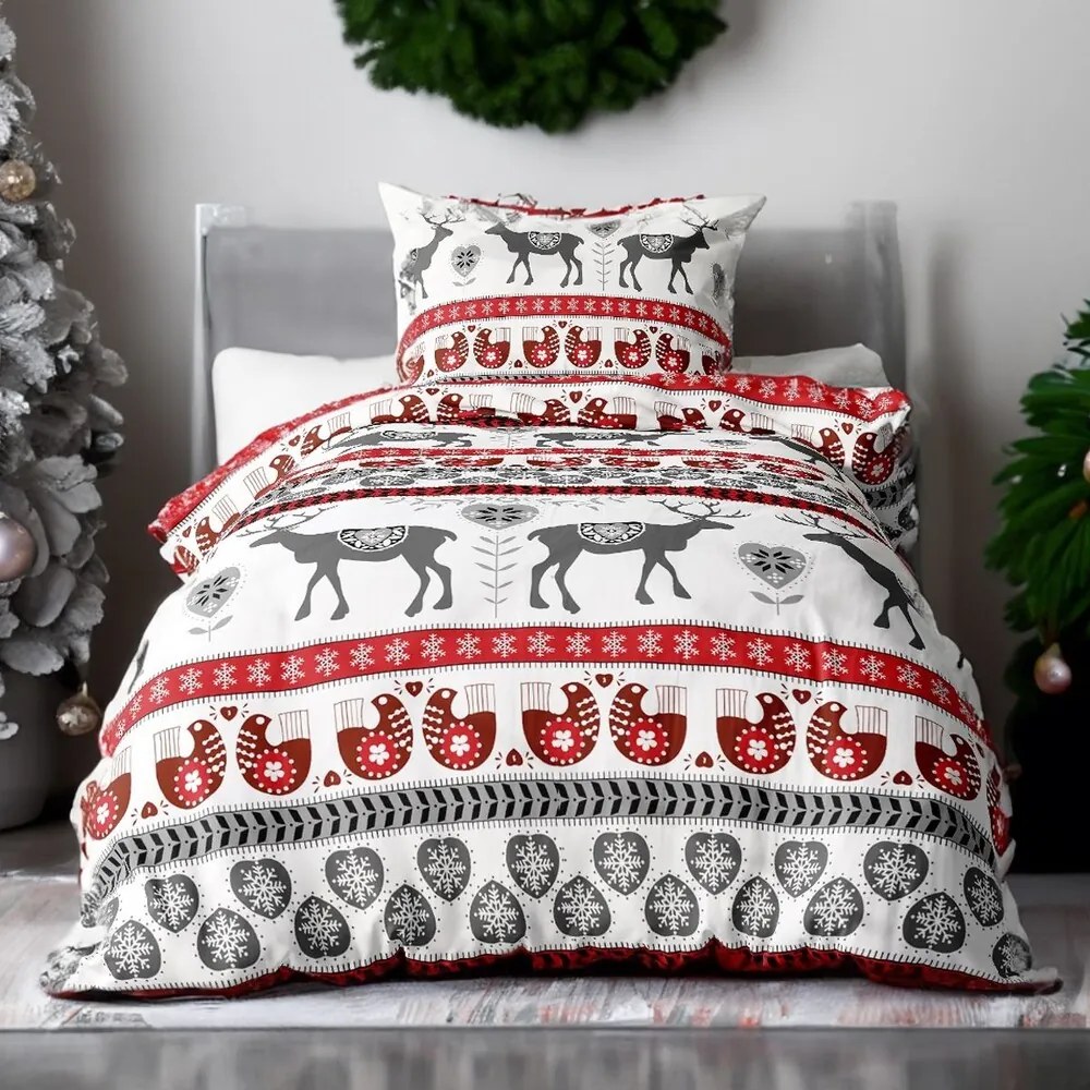 Pamut karácsonyi mintájú ágyneműhuzat Homa ORA ROMANCE 140X200 cm