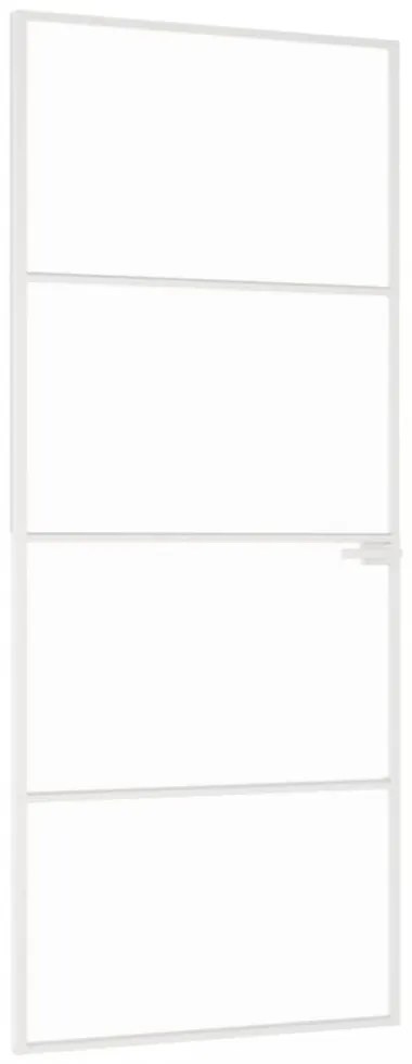 fehér edzett üveg és alumínium vékony beltéri ajtó 83x201,5 cm
