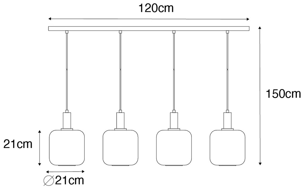 Design lógólámpa fekete rézzel és borostyánüveggel 4-lámpás - Zuzanna