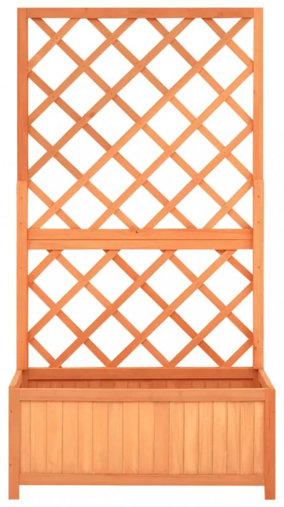 barna tömör fenyőfa rácsos kerti ültetőláda 70 x 30 x 135 cm