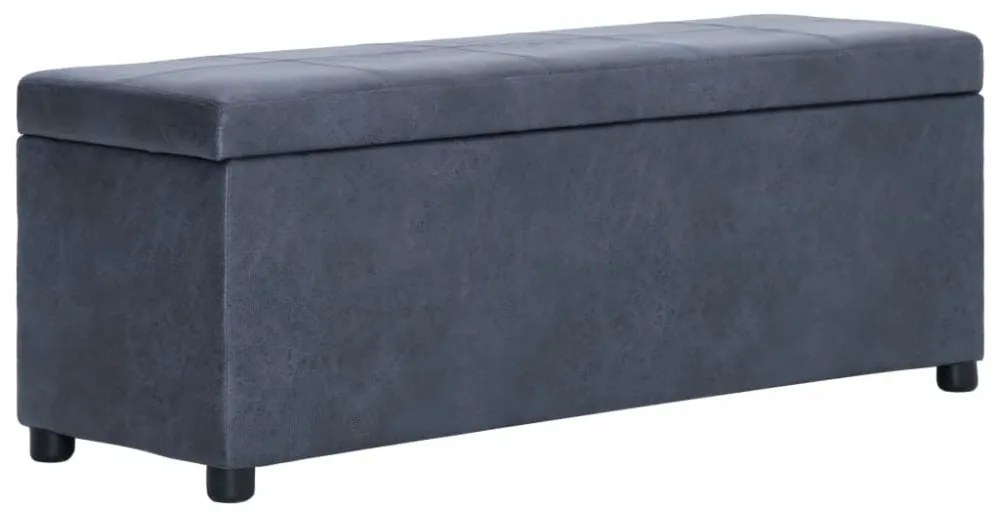 szürke művelúr pad tárolórekesszel 116 cm
