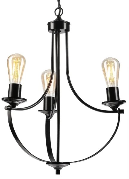 Csillár láncon GINA 3xE27/60W/230V fekete