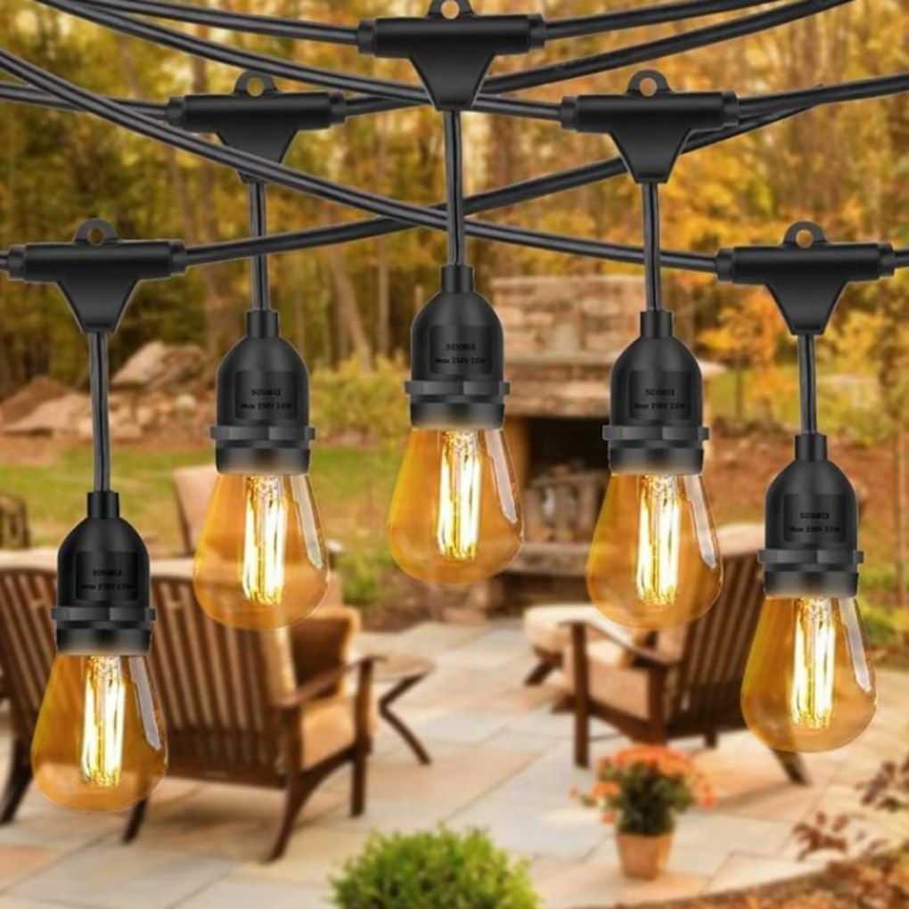 Kerti girland Led fényfüzér 10m 10x Led izzók E27 Erkélyre