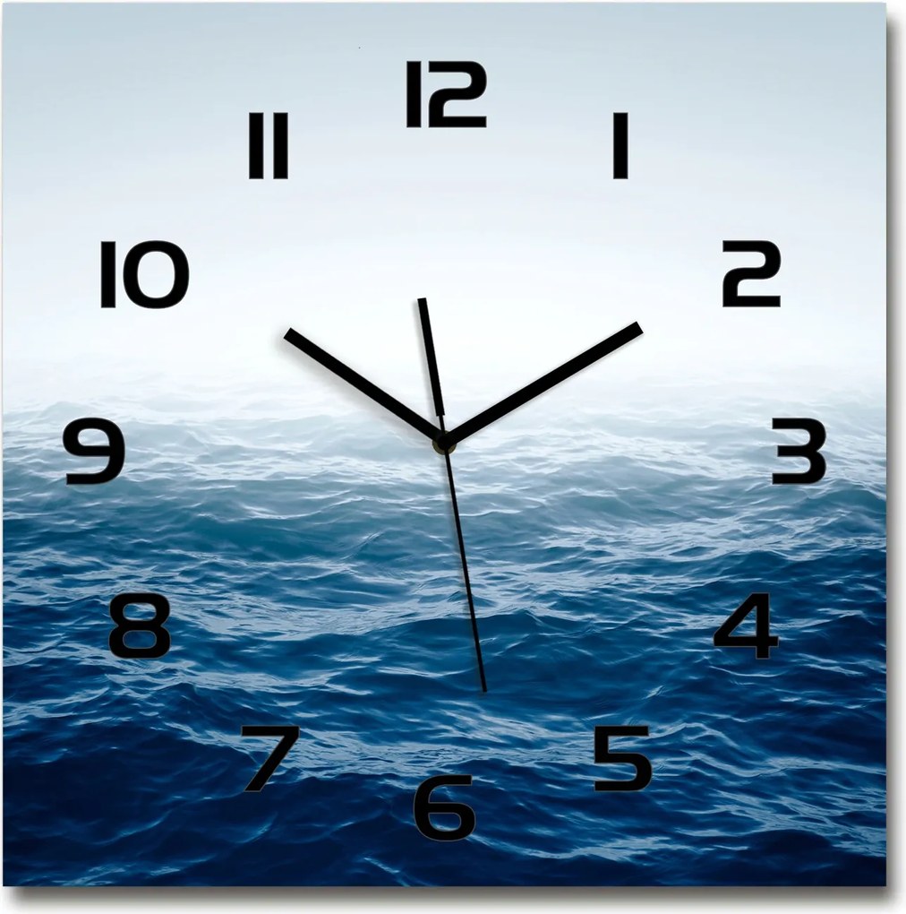 Nagyméretű edzett üveg falióra Tengeri hullámok 60x60