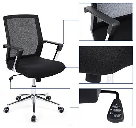 Irodai ergonomikus szék kartámasszal, fekete