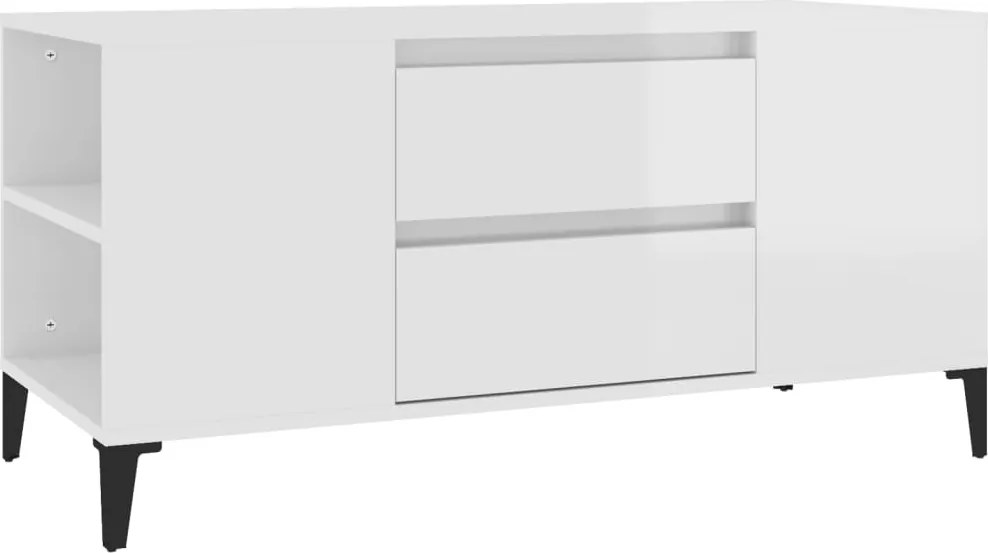 vidaXL fehér magasfényű szerelt fa TV-szekrény 102x44,5x50 cm