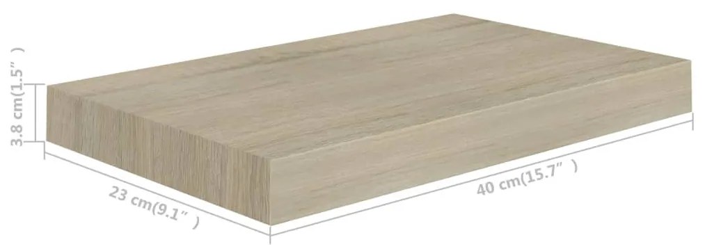 tölgyszínű MDF lebegő fali polc 40 x 23 x 3,8 cm