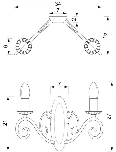 Fali lámpa MAURO 2xE14/60W/230V