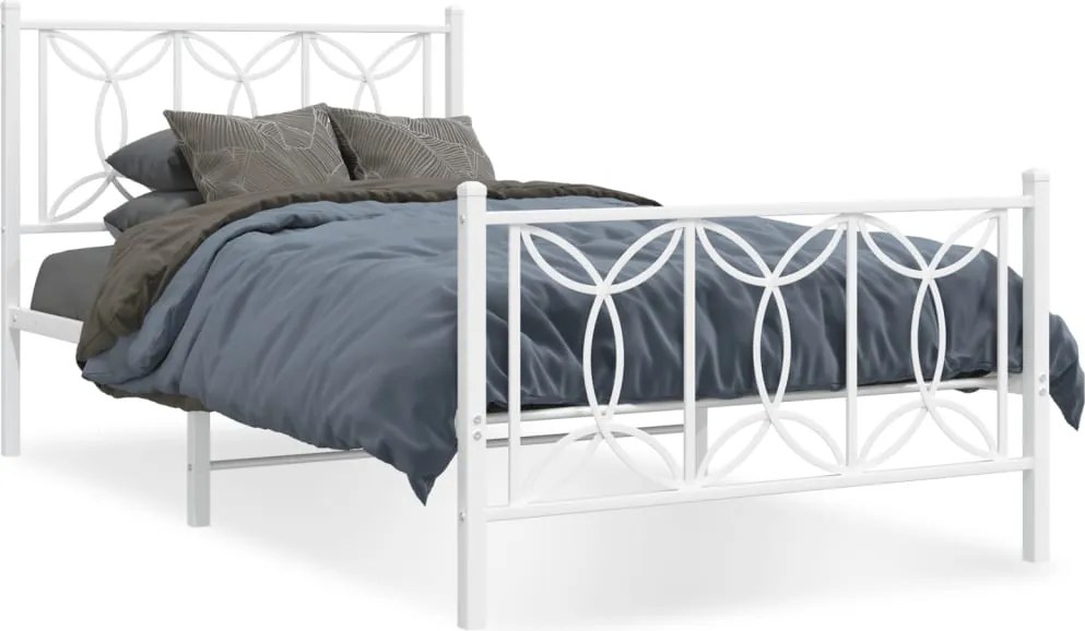 vidaXL fehér fém ágykeret fej- és lábtámlával 107 x 203 cm