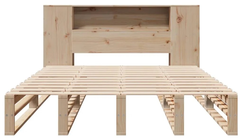 vidaXL tömör fa könyvespolcos ágy matrac nélkül 120 x 190 cm