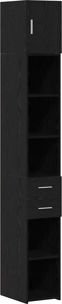 vidaXL Tárolószekrény fiókkal 2 pcs Fekete tölgy 30 x 42,5 x 225 cm