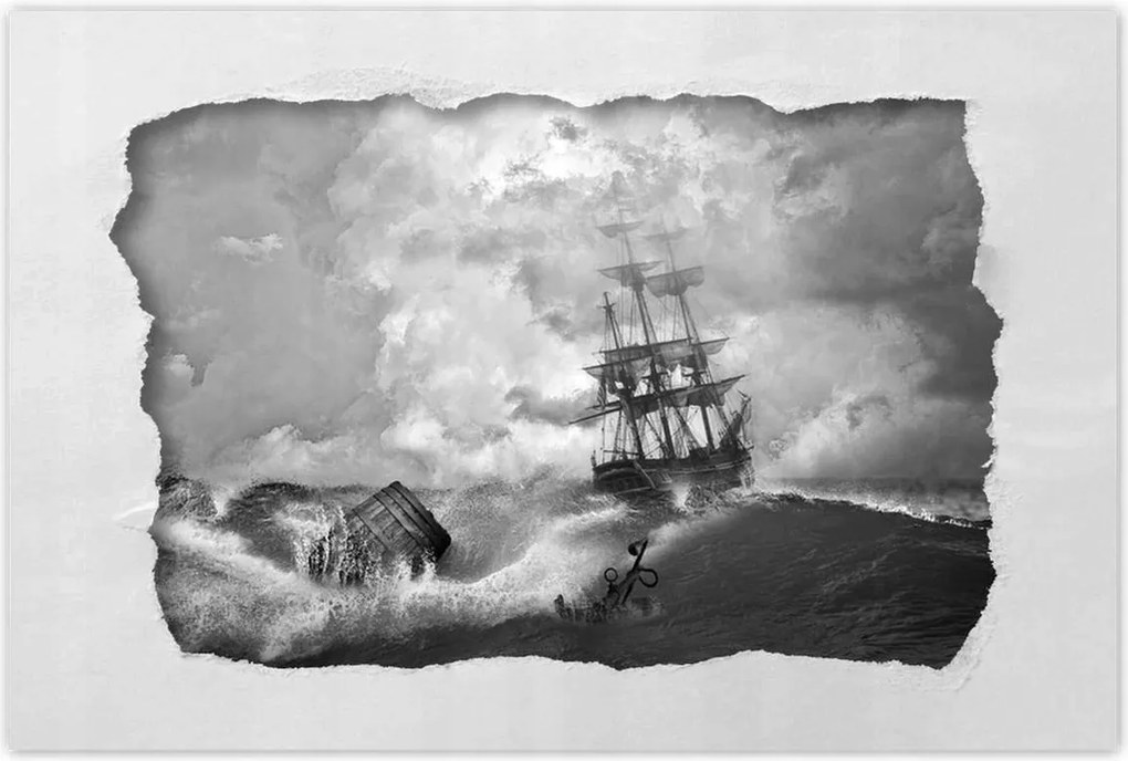 Poszterek 90x60 Vihar Tenger Hajó Tájkép