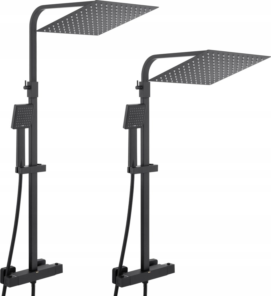 Csaptelep zuhanyoszlop termosztáttal és esőztetővel fekete termosztát