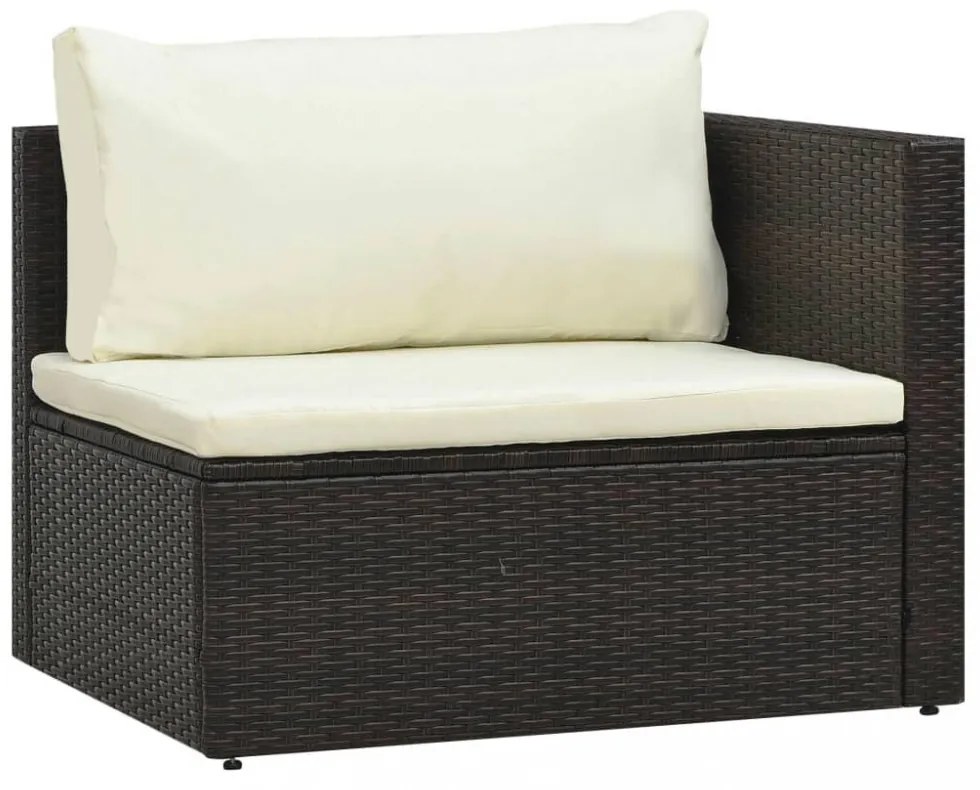 5-részes barna polyrattan kerti ülőgarnitúra párnákkal