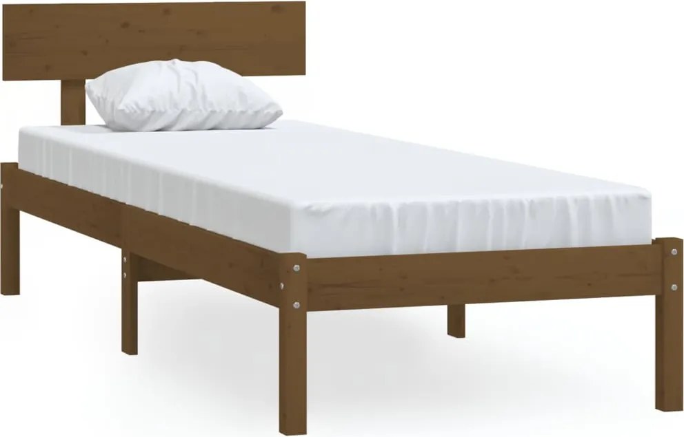 vidaXL Single mézbarna tömör fenyőfa ágykeret 90 x 190 cm