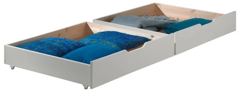 Fehér gyerekágy alatti fiók szett 2 db-os Pino – Vipack