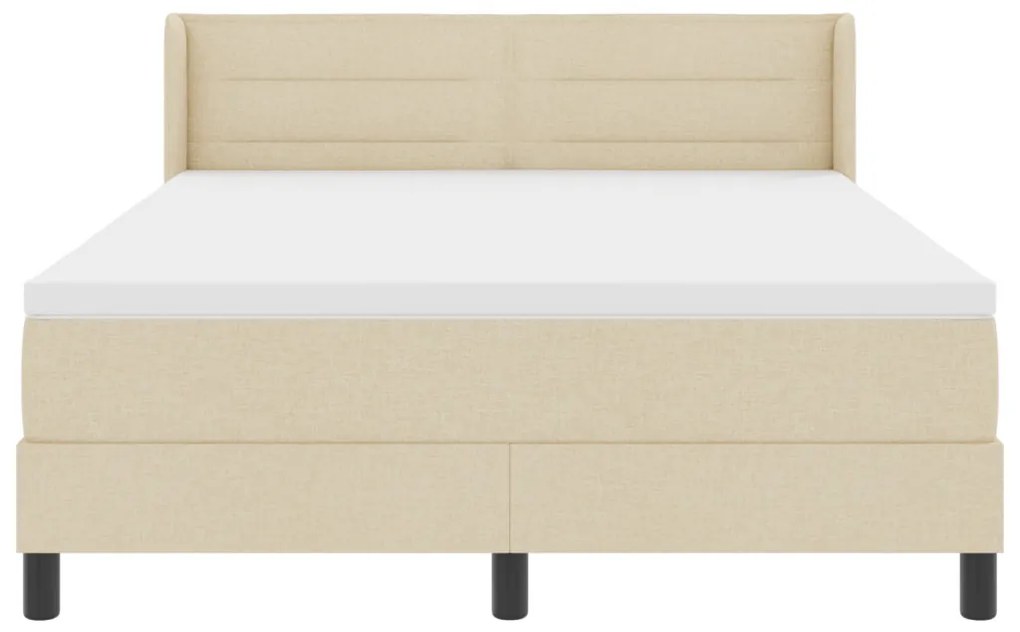 Boxspring Ágy Mattal Krém Színben, 140 x 200 cm, Szövet