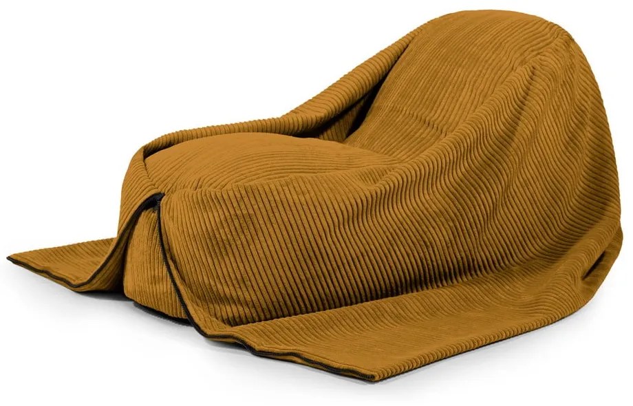 Mustársárga kordbársony gyerek babzsákfotel Cocoon 120 – SLOWDOWN