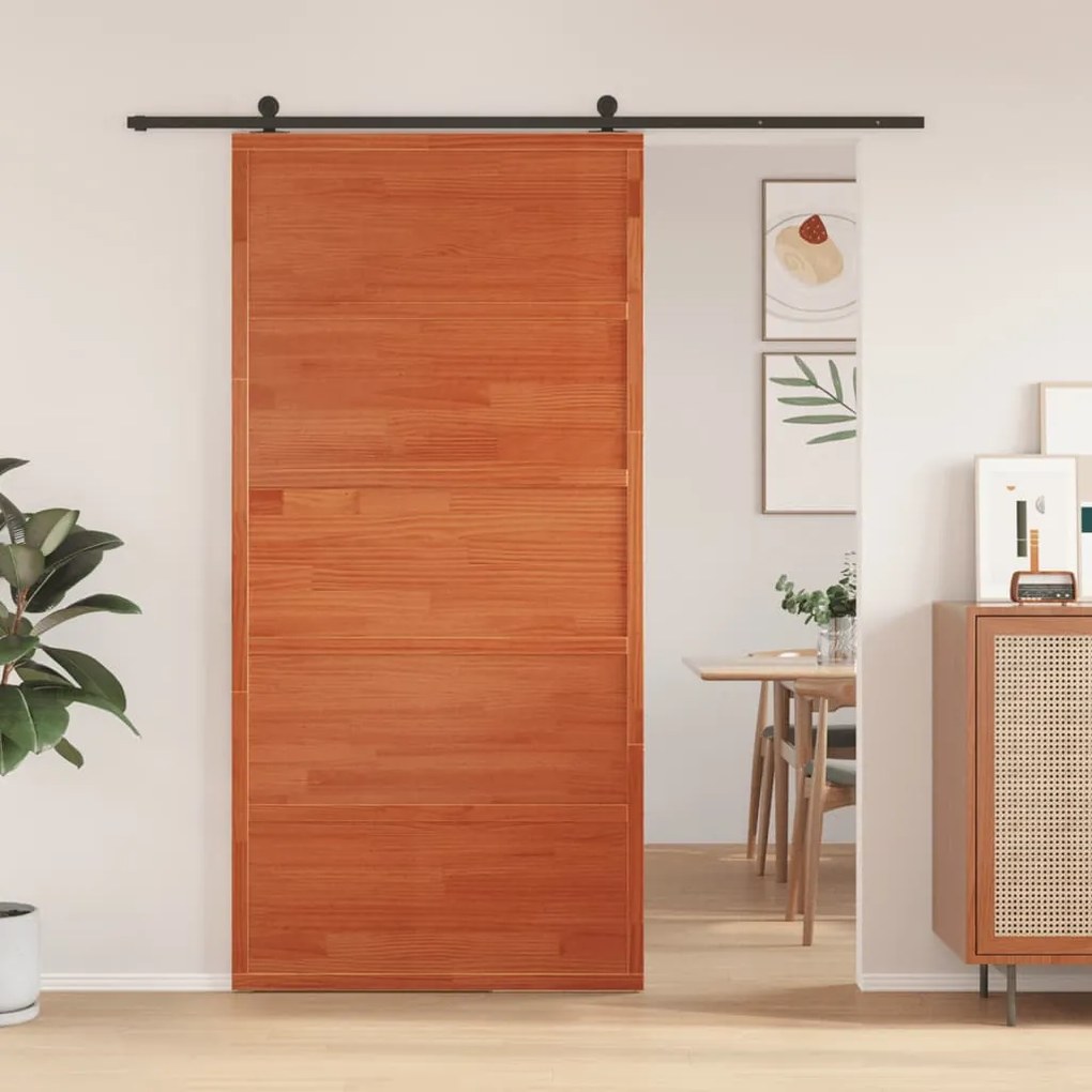 viaszbarna tömör fenyőfa istálló stílusú ajtó 100x208 cm