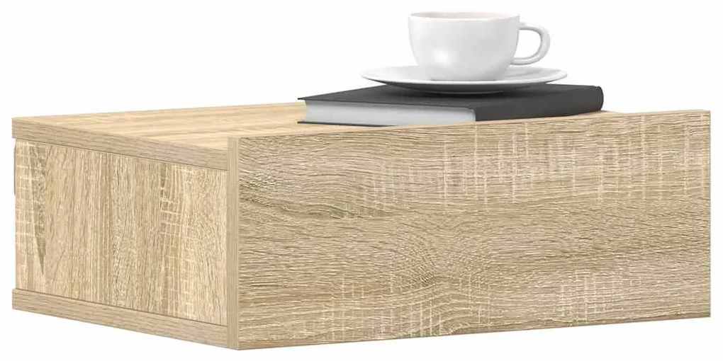 2 db sonoma tölgy szerelt fa függő éjjeliszekrény 40x30x15 cm