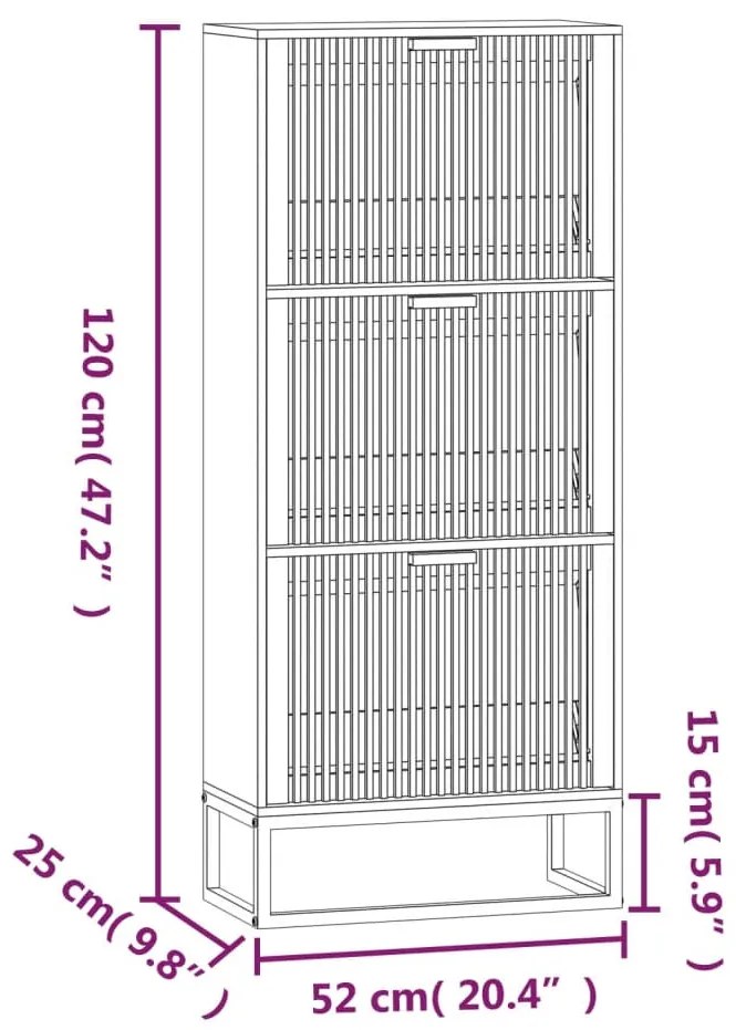 fekete szerelt fa cipősszekrény 52x25x120 cm