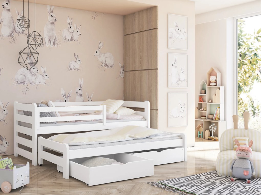 Gyerekágy 90 x 190 cm SIMO (ágyráccsal és tárolóhellyel) (fehér). Akció -25%. 1013057