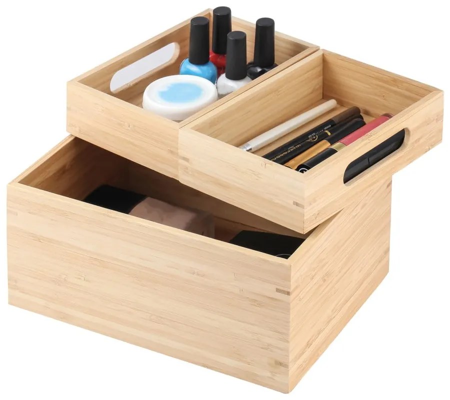 Natúr színű bambusz fürdőszobai rendszerező kozmetikumokhoz Isalys – MSV