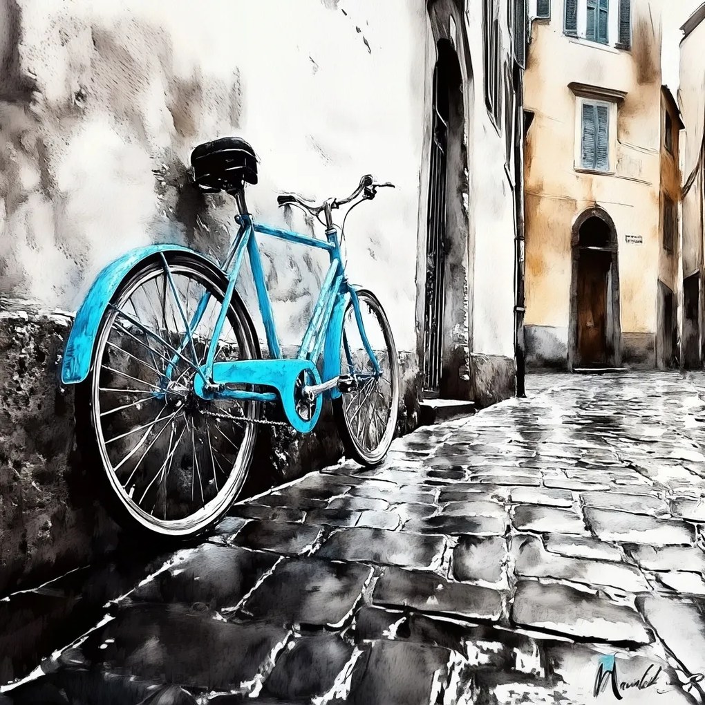 Canvas Kerékpár Vászonkép Olaszország Óváros Vintage 40 x 40