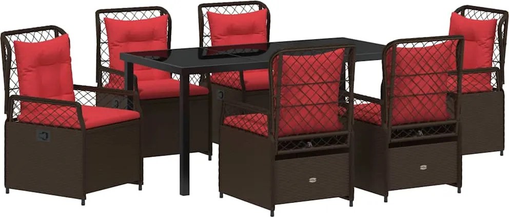 vidaXL Kert étkező szett 7 pcs Barna polirattan