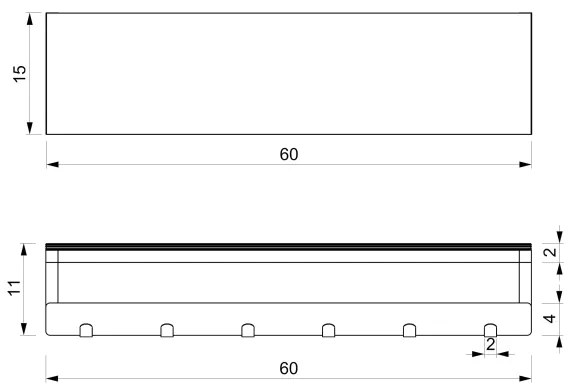 Fali törölközőtartó polccal 10x60 cm fekete