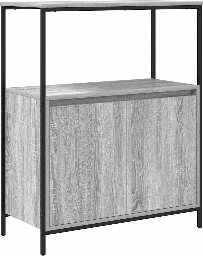 vidaXL szürke sonoma fürdőszobaszekrény polcokkal 76,5x35x95 cm