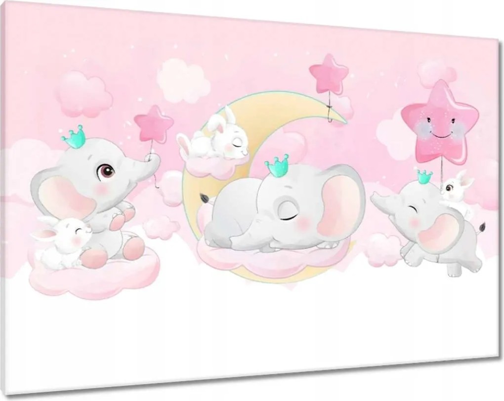 Vászonkép 100x70 Elefánt- és nyúlcsalád