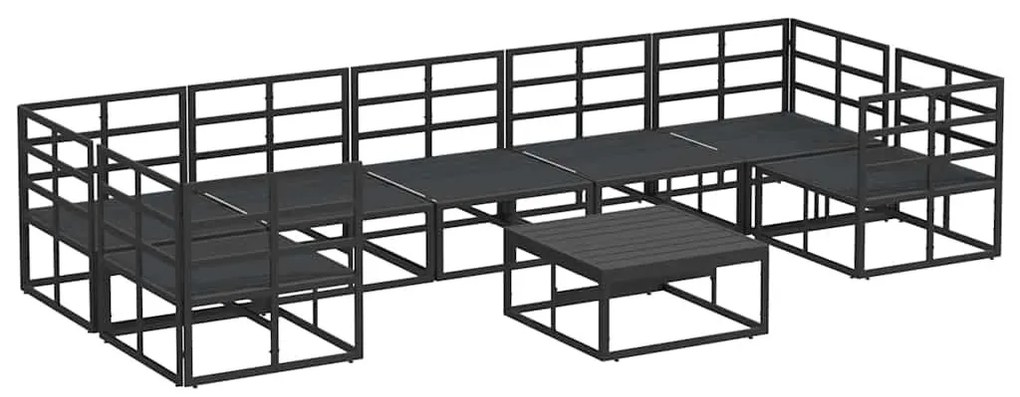 Kerti Kanapé Szett 8 pcs Fekete Alumínium