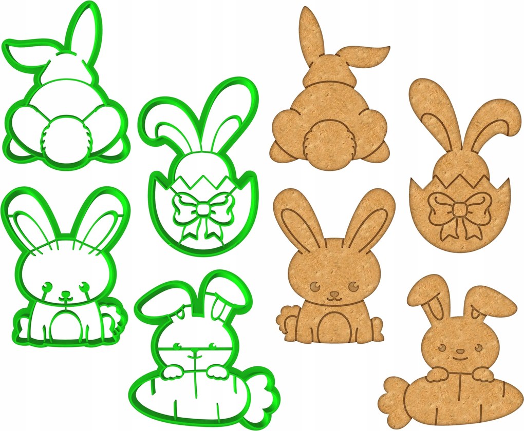 4x Húsvéti mézeskalács formák Húsvéti Nyuszik XL szett 4db