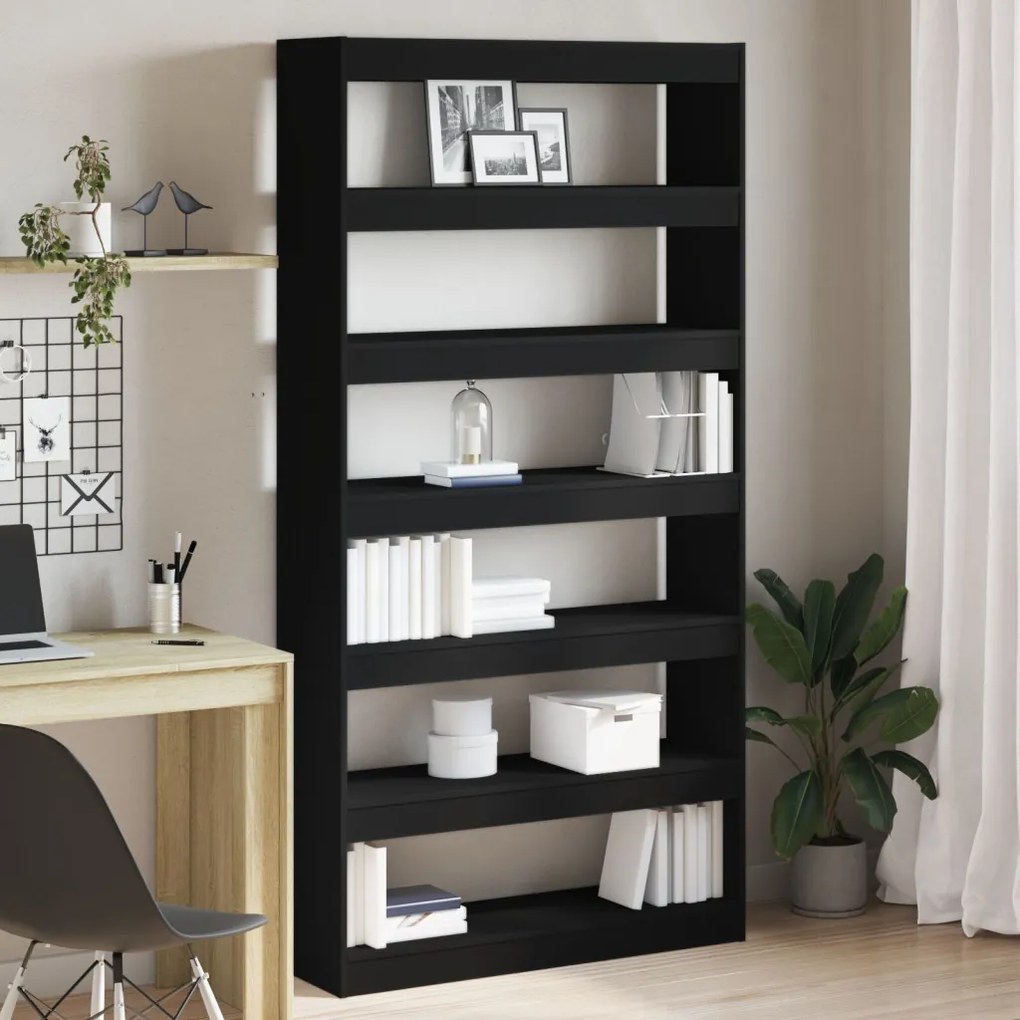 Könyvespolc Fekete Összeállított fa 100 x 30 x 198 cm Könyvespolc