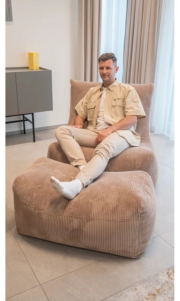 Világosszürke buklé babzsákfotel Plus 100 Lounge – SLOWDOWN