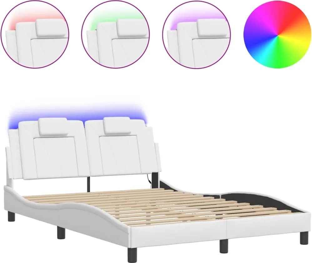 vidaXL fehér ágykeret Viana LED-ekkel matrac nélkül 120 x 200 cm