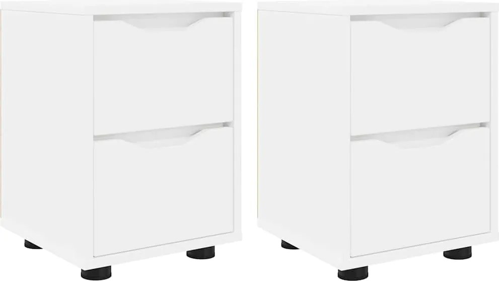 vidaXL Éjjeliszekrények fiókkal 2 pcs Fehér 30,5 x 30 x 43 cm Faanyag