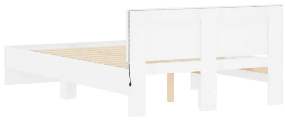 fehér ágykeret fejtámlával és LED-del 135 x 190 cm