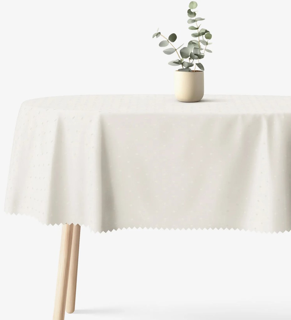 Goldea ünnepi ovális teflonos terítő - tej színű alapon fényes négyzetek 120 x 200 cm