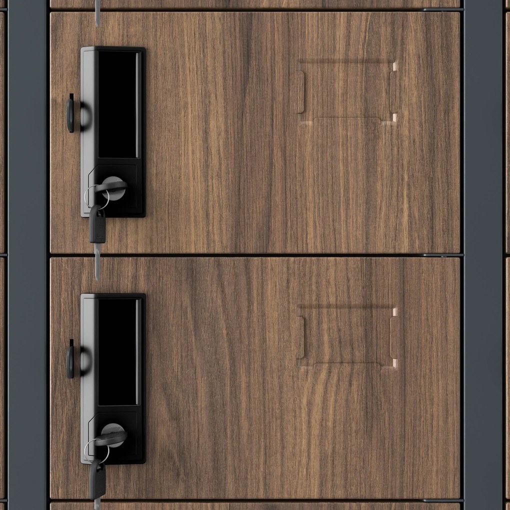33 rekeszes irattároló szekrény, antracit/dió, 900x1850x450 mm: OLIVER Eco Design