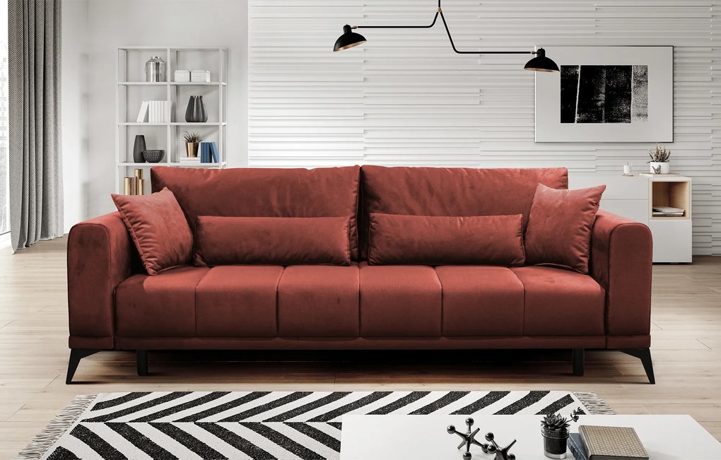 Szétnyitható kanapé, terrakotta, GRACE BIG SOFA