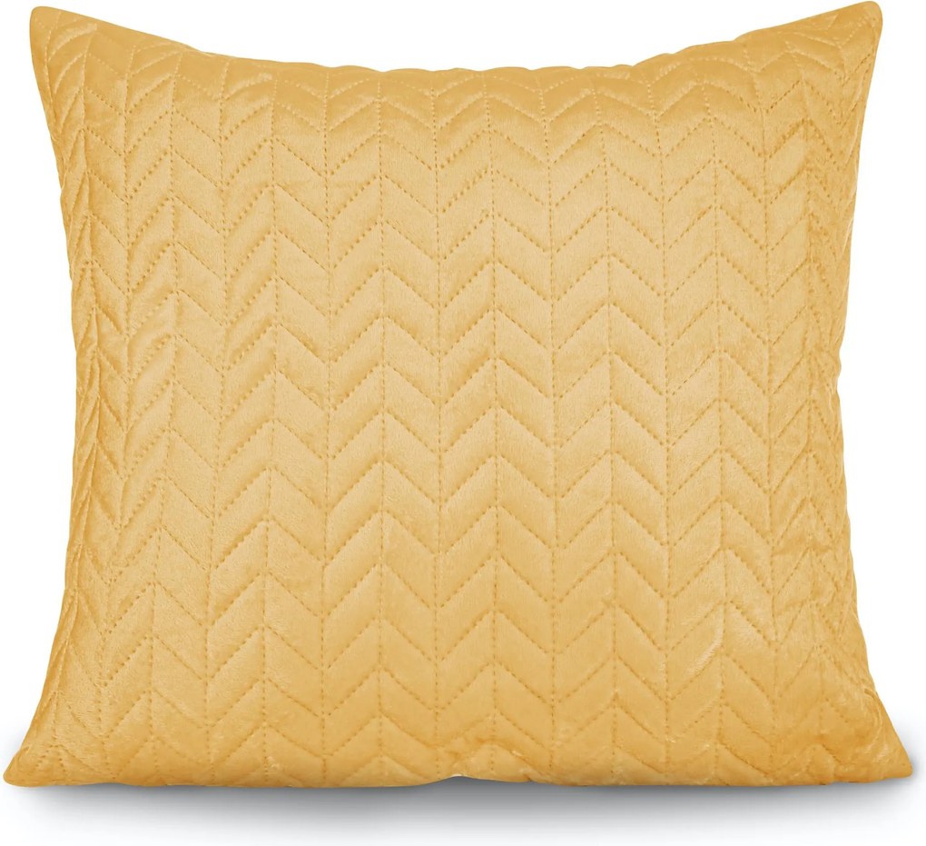 Dekoratív párnahuzat Moxie 45x45 velvet mustár halszálka mintás