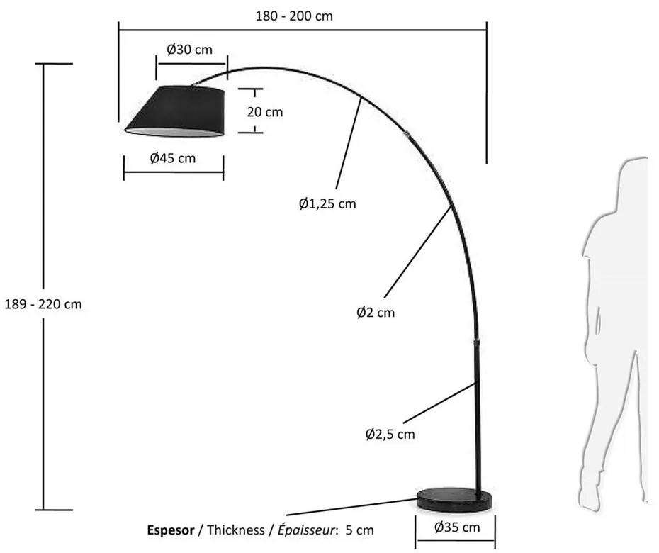 Fekete állólámpa textil búrával (magasság 189 cm) May – Kave Home