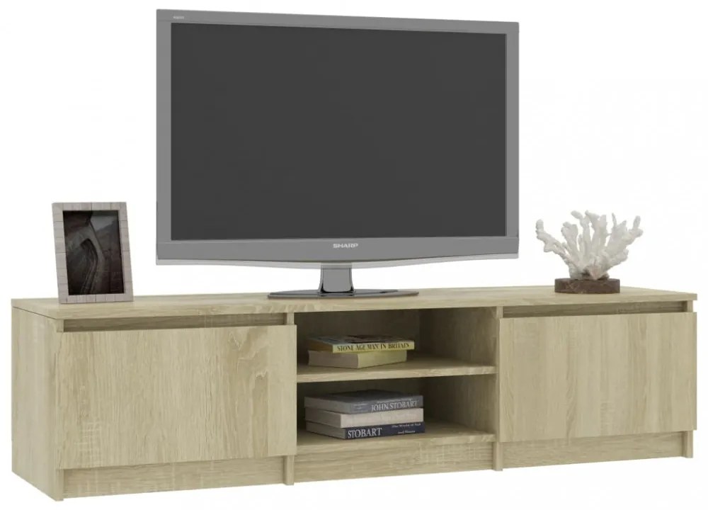 sonoma tölgy színű szerelt fa TV-szekrény 140 x 40 x 35,5 cm