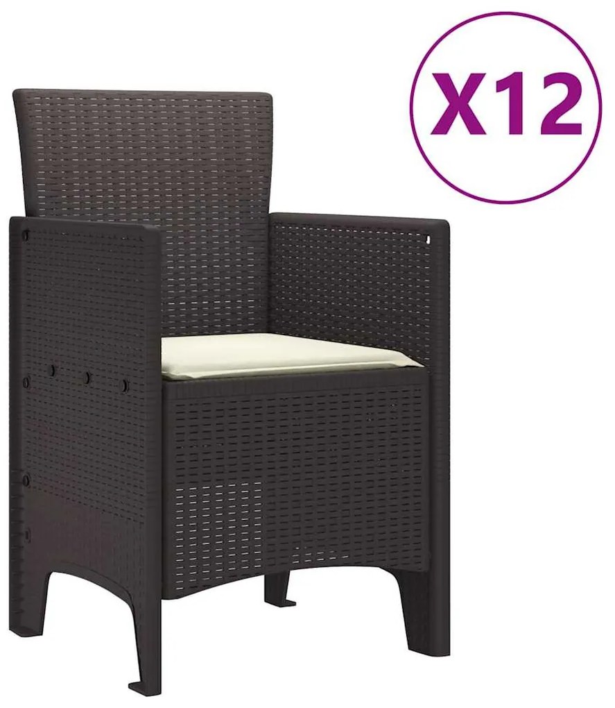 Kert étkező szett párnával 13 pcs Barna Rattan