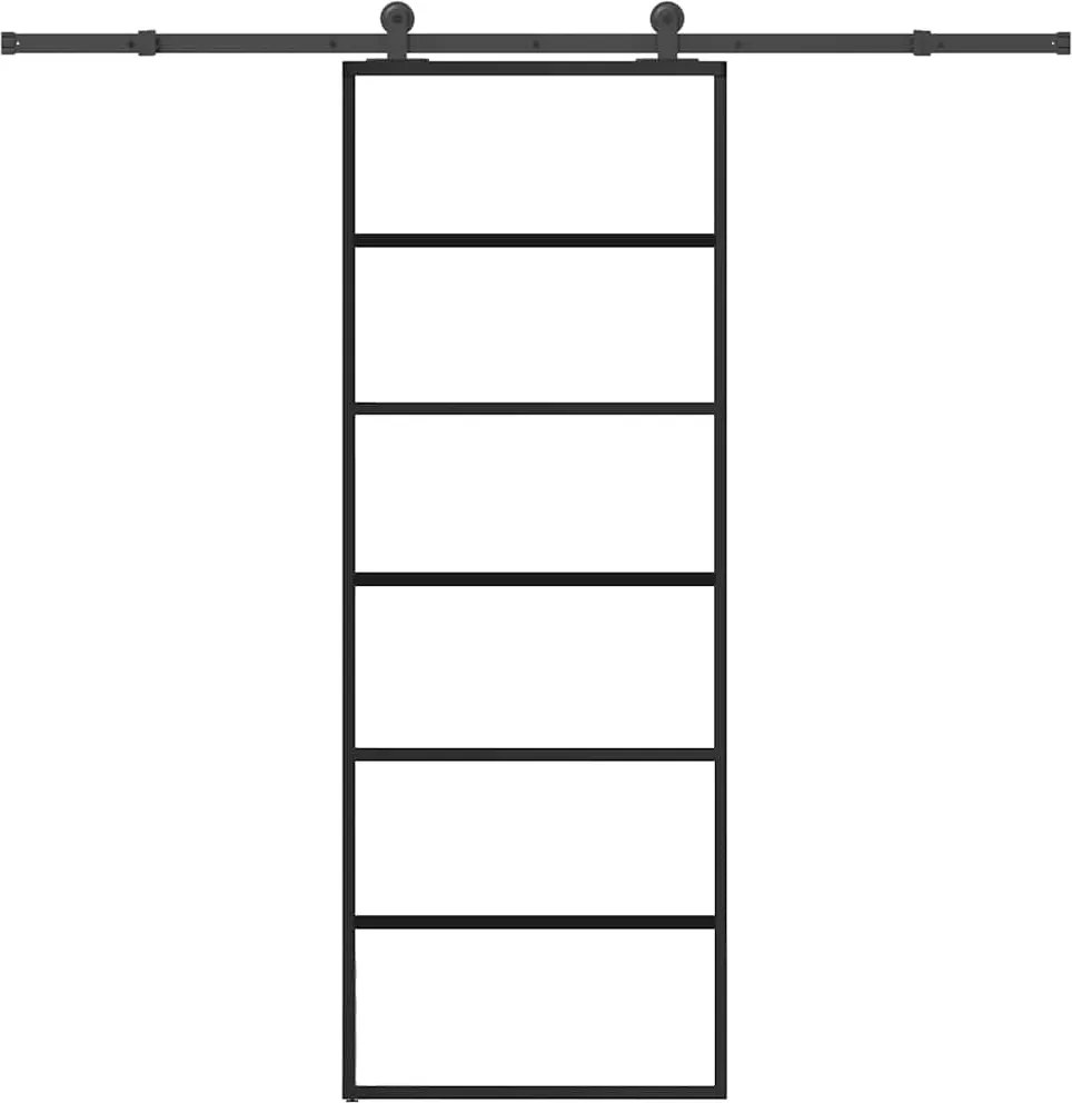 vidaXL ESG üveg és alumínium tolóajtó fémszerelvény-szettel 76x205 cm