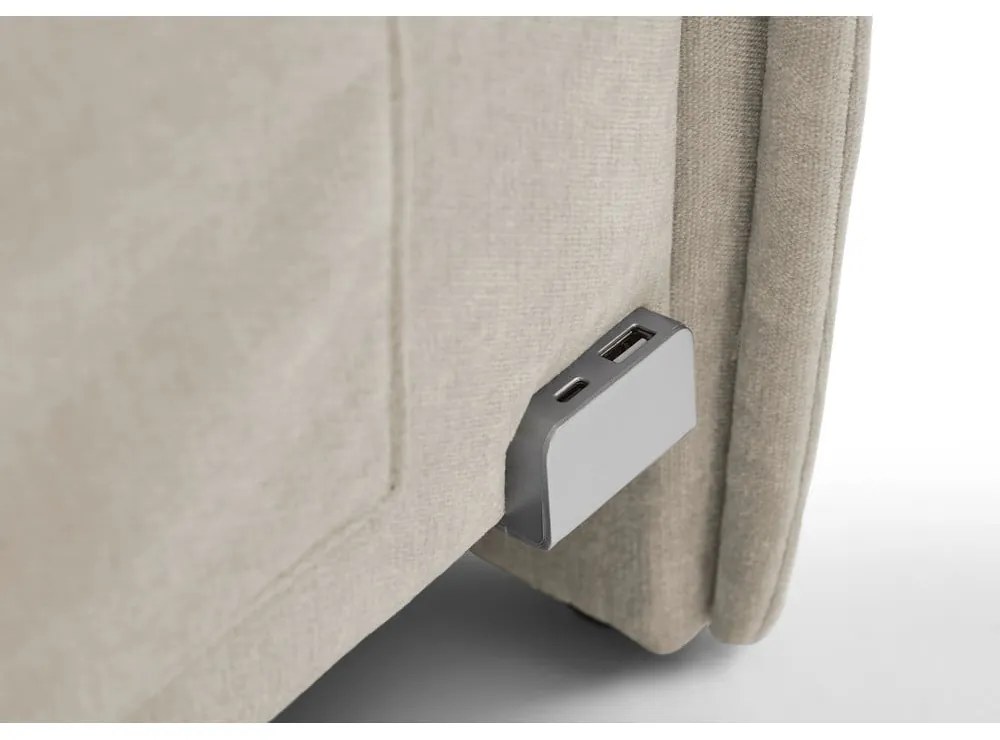 Bézs kárpitozott ágyneműtartós sarok gyerekágy ágyráccsal 140x200 cm Fun – Meise Möbel