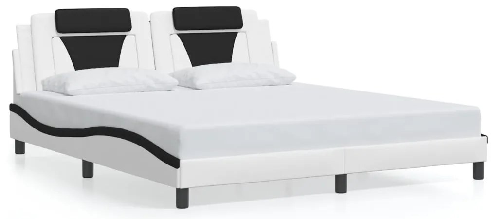 fehér és fekete ágykeret Viana LED-ekkel matrac nélkül 180 x 200 cm